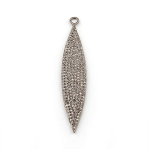 1 Pc Pave Diamond Marquise Shape Charm Pendant 925 Sterling Silver - 52mmx10mm PDC414 - Tucson Beads
