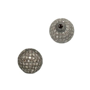 Pave Diamond Round Ball Beads 925 Sterling Silver- Antique Finish Round Bead 6mm PDC536 - Tucson Beads