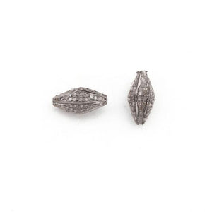 1 Pc Pave Diamond 925 Sterling Silver Antique Finish Designer Melon Bead - 12mmx6mm PDC849 - Tucson Beads