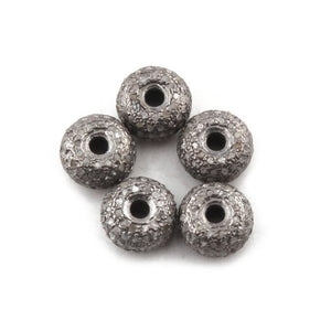 Excellent Quality 1 Pc Pave Diamond 925 Sterling Silver Rondelles Beads - Diamond Bead 8mm PDC861 - Tucson Beads