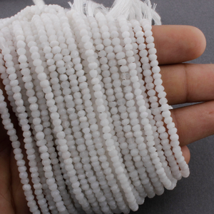 4 Long Strands Ex+++ Quality 3mm White Agate Faceted Rondelles - Small Beads 13 Inches RB126 - Tucson Beads
