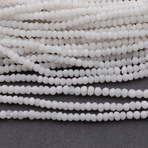 4 Long Strands Ex+++ Quality 3mm White Agate Faceted Rondelles - Small Beads 13 Inches RB126 - Tucson Beads