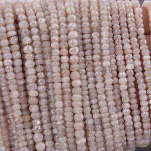 2 Long Strands White Moonstone Silver Coated Rondelle Beads,Micro Faceted Beads, 3mm-4mm 13.5 Inch RB277 - Tucson Beads