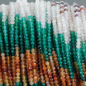 5 Strands Excellent Quality Multi Stone Faceted Rondelles - Mix Stone Roundles Beads 4mm 13 Inches RB289 - Tucson Beads