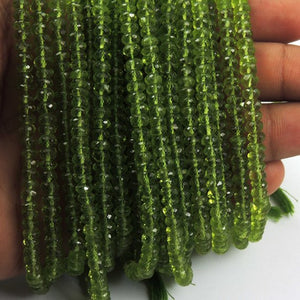 5 Strands Peridot Faceted Rondelles 3mm-4mm 8 inch strand RB392 - Tucson Beads